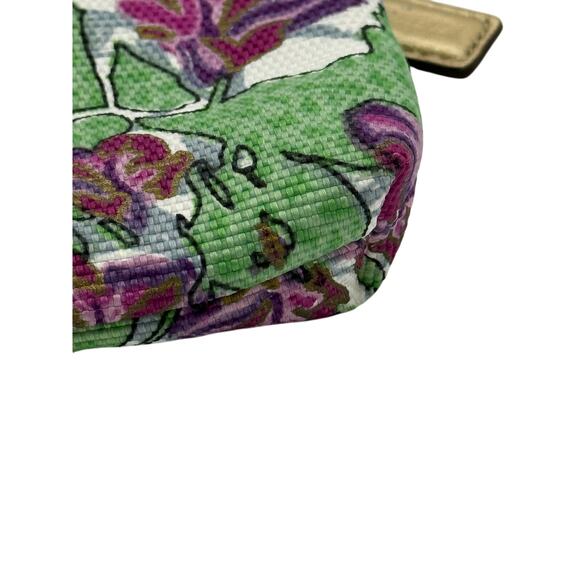 RETAIL $128 Coach Ltd. Edition Ashley Iris Floral Gold Leather & Canvas Wristlet - Picture 5 of 8